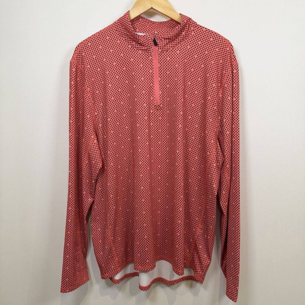 1764 1/4 Zip Pullover Shirt Men Large Coral Golf Performance Arrow Pattern Fun
